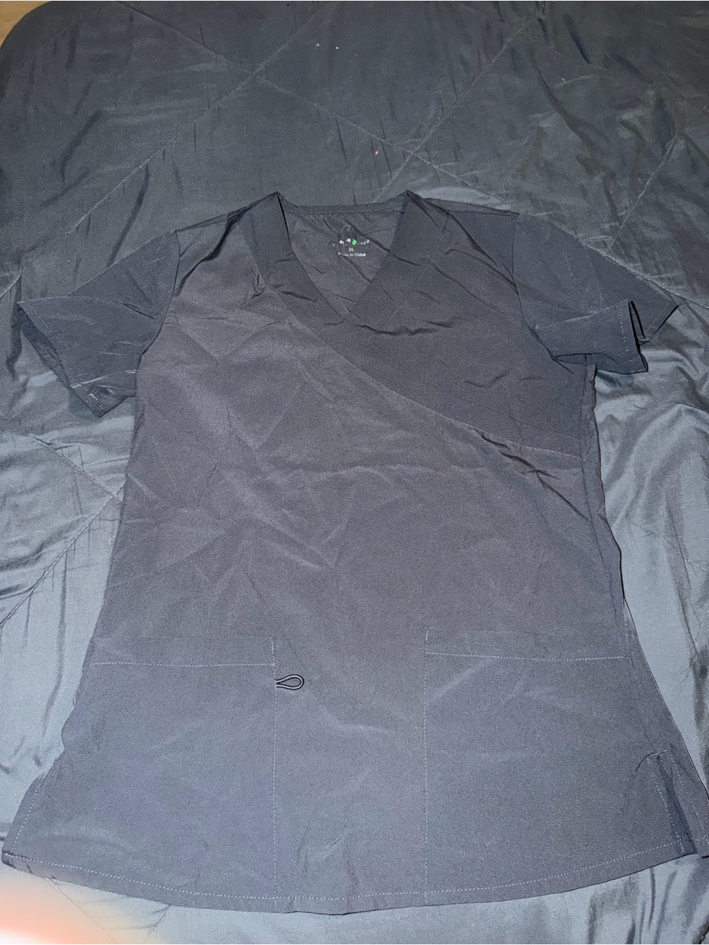 Black V-Neck Medical Scrub Top